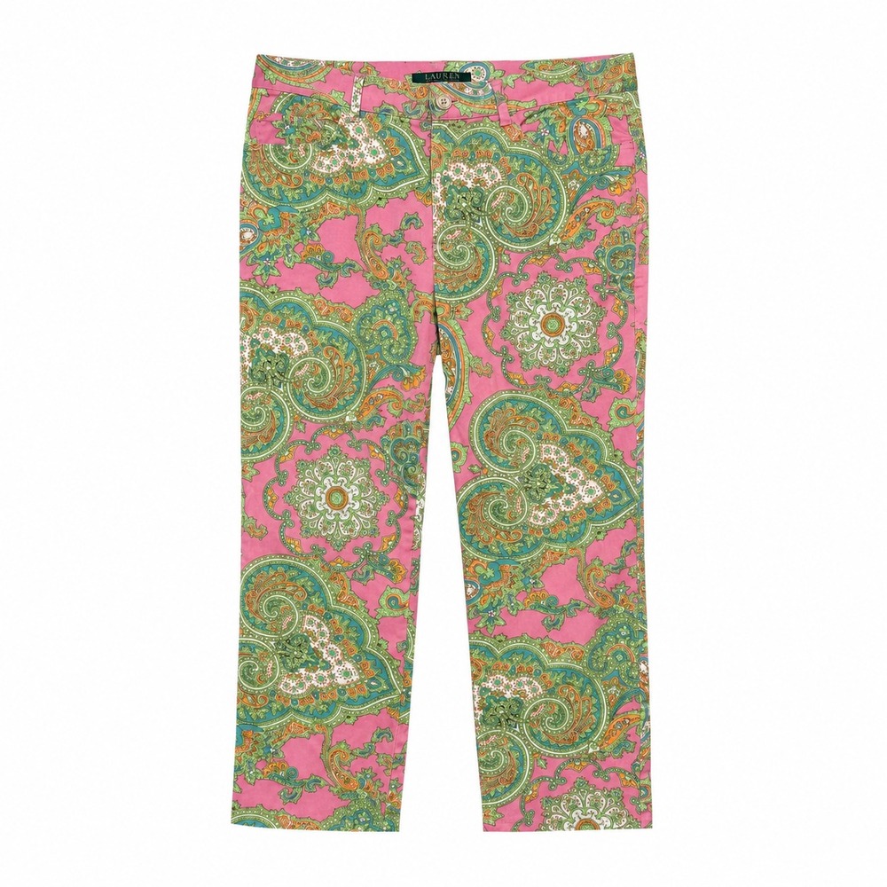 Y2K Ralph Lauren Old Money Prep Paisley Pants Women Sz 6P Coastal Boho Hamptons